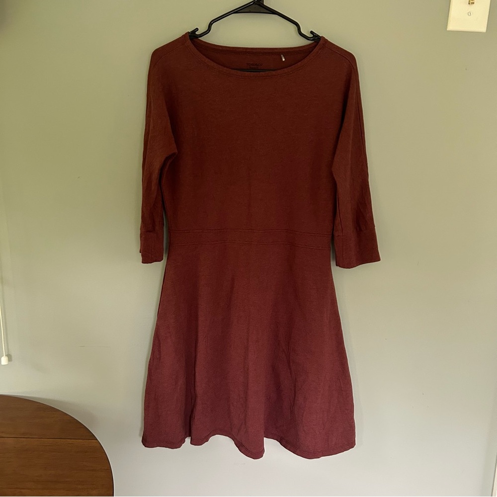 Toad&Co Red Midi A-Line Crew Neck Dress
